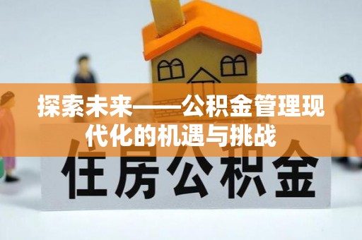 府谷探索未来——公积金管理现代化的机遇与挑战