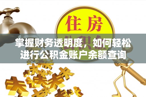 府谷掌握财务透明度，如何轻松进行公积金账户余额查询